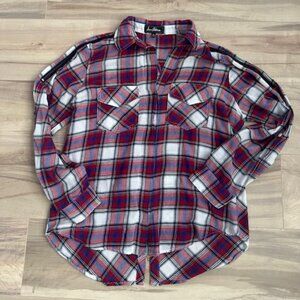 Sam Edelman button up plaid shirt with Roll Up Tab Sleeve